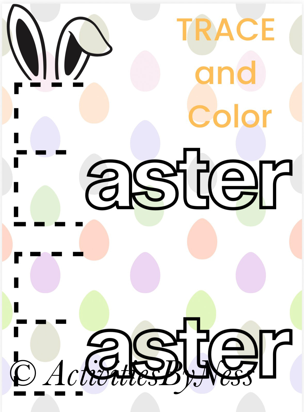Easter Trace and Color Worksheet | Toddler Tracing Printable | Preschool Fine Motor Activity | Easter Coloring Page | Pre Writing Practice